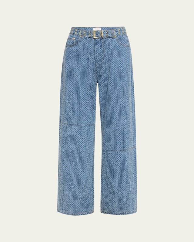 Belted Fluffy Denim Jeans